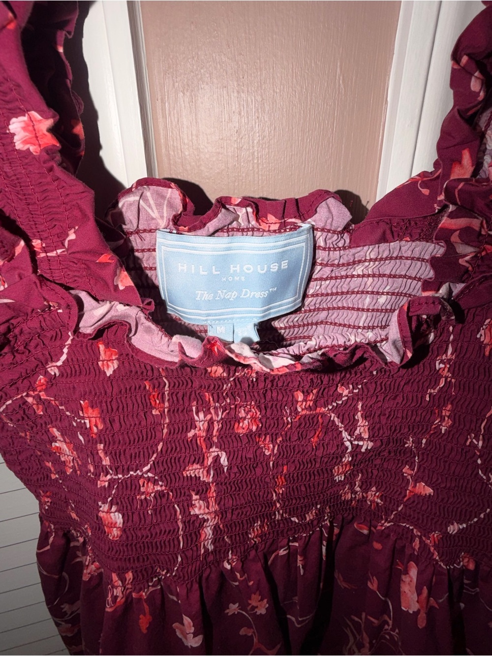 Hill House Floral Square-Neck Midi Dress in Magenta - Picture 4 of 7